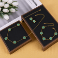 Parure Trèfle Porte-Bonheur en Acier Inoxydable - Collier, Bracelet & Boucles d'Oreilles